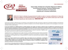 Serge CRABIE, Président de la CRMA Occitanie / Pyrénées-Méditerranée soutient les artisans et commerçants impactés par le nouveau confinement